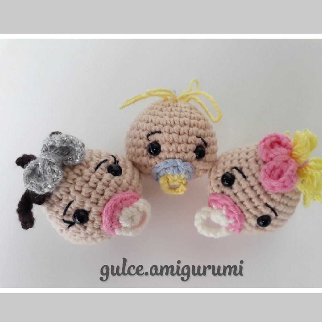 Amigurumi Emzikli Bebek Kafası Anahtarlık Yapımı Örgü
