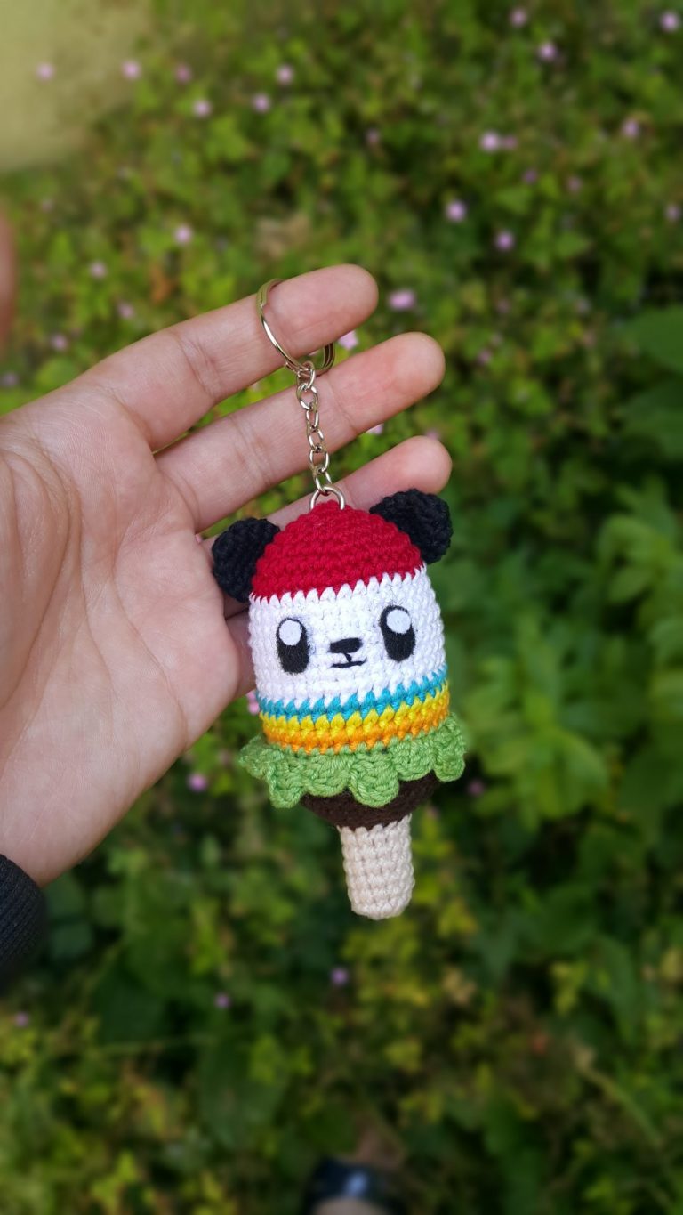 Amigurumi Panda Dondurma Anahtarlık Yapımı